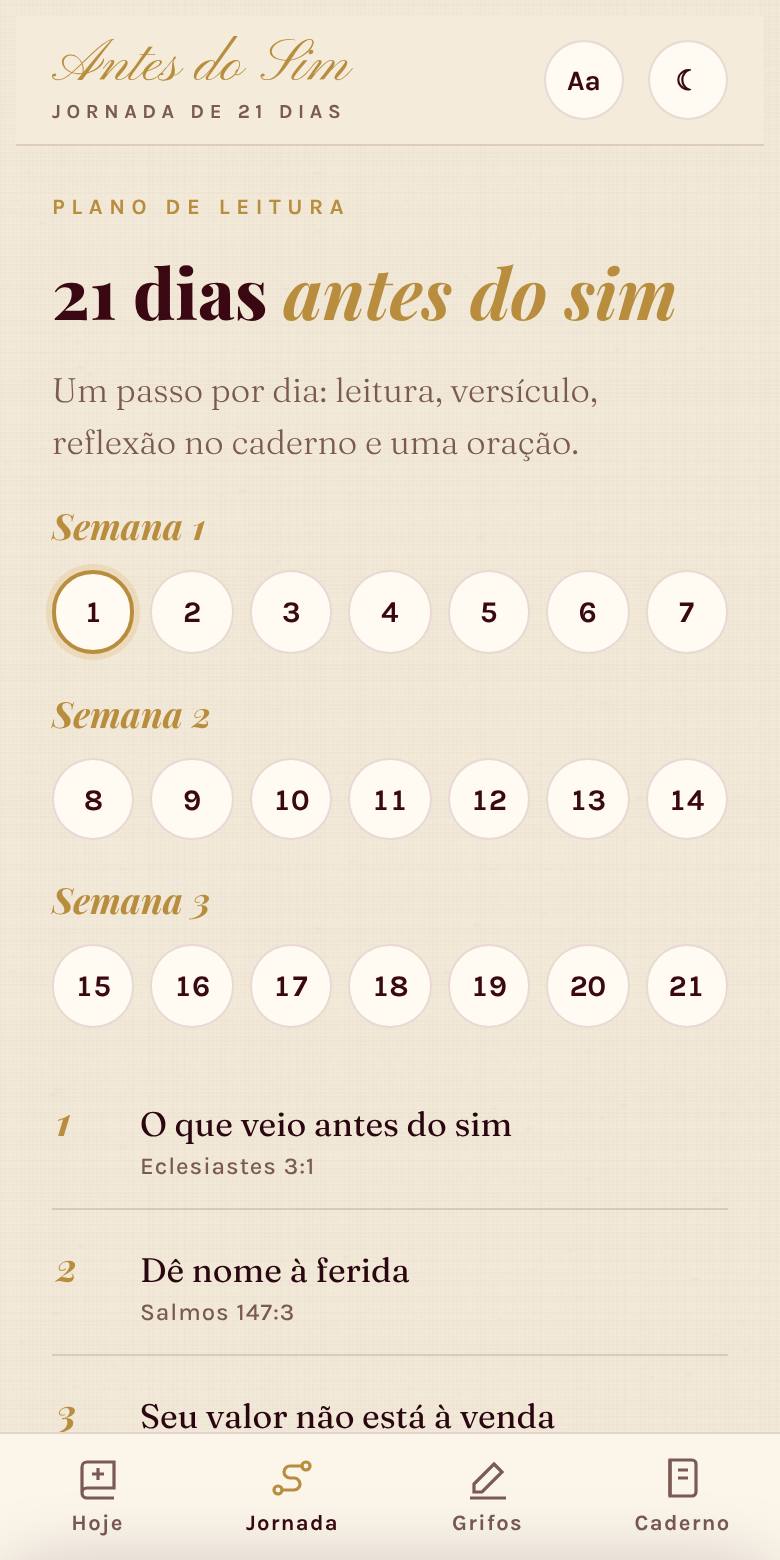 Plano de 21 dias dividido em três semanas
